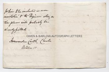 CATHERINE GLADSTONE (1812-1900) Autograph Letter