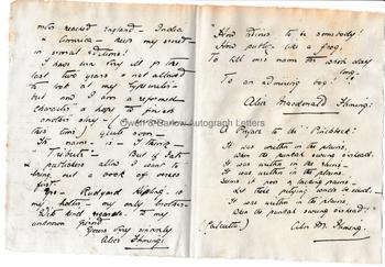 ALICE 'TRIX' KIPLING (1868-1948) Autograph Letter Signed