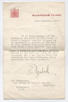 ELIZABETH II (b.1926) Typed Letter Signed