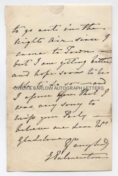 EMILY PALMERSTON (1787-1869) Autograph Letter Signed