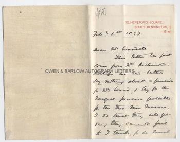 JANE COBDEN (1851-1947) Autograph Letter Signed