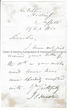 JOHN STEVENS HENSLOW (1796-1861) Autograph Letter Signed