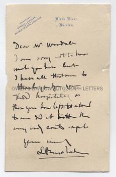 LAWRENCE ALMA-TADEMA (1836-1912) Autograph Letter Signed