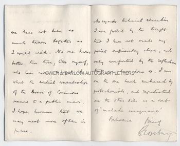 LORD ROSEBERY (1847-1929) Autograph Letter Signed