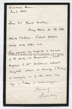 LORD ROSEBERY (1847-1929) Autograph Letter Signed