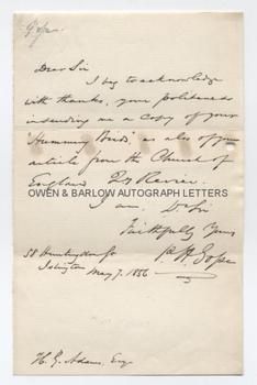 PHILIP HENRY GOSSE (1810-1888) Autograph Letter Signed
