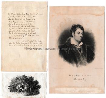 ROBERT SOUTHEY (1774-1843) Autograph Manuscript Together with his Thomas Bewick Bookplate