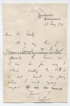W W JACOBS (1863-1943) Autograph Letter Signed